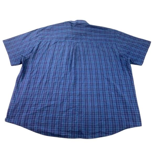 Ely Casuals Plaid Button Down Shirt Men 4XLT Blue Plaid Short Sleeve Western - Picture 2 of 9